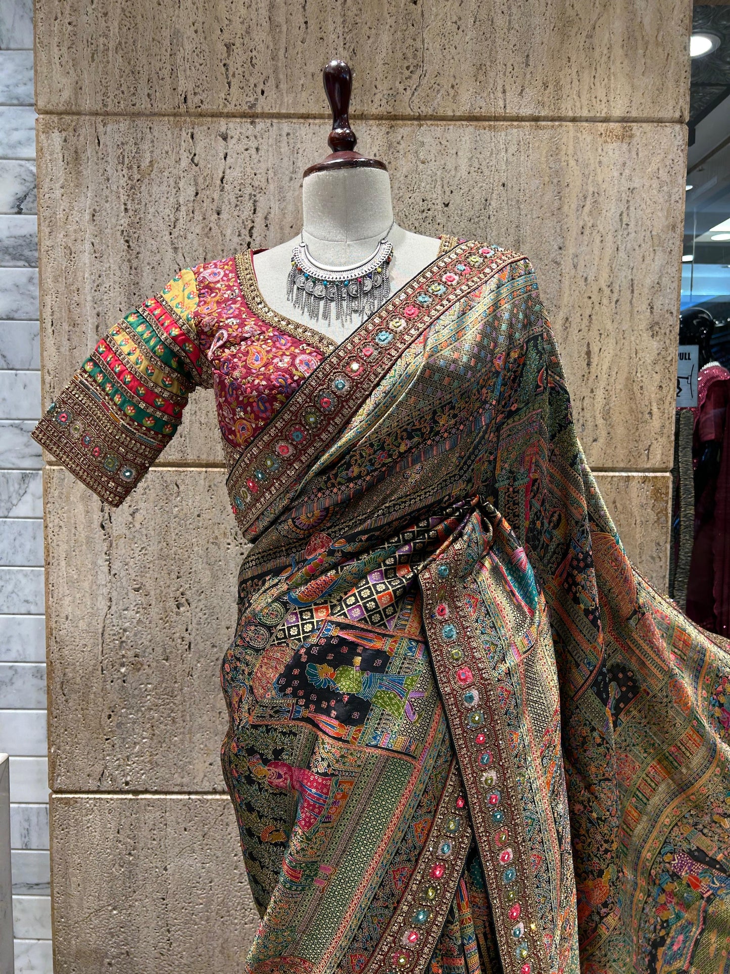 Maharani Kanni Silk Saree with Stitched Blouse