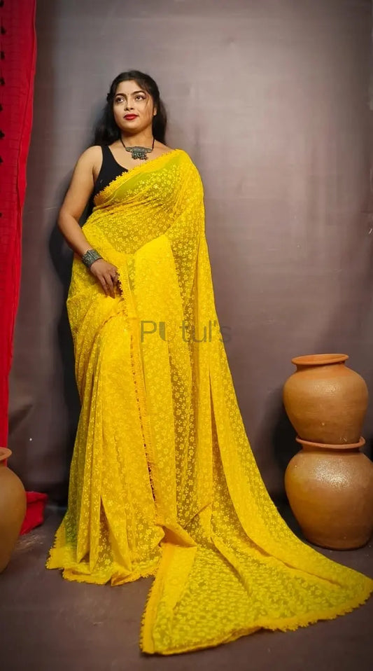 Chikonkari work Saree A new taste of elegance Putul's Fashion