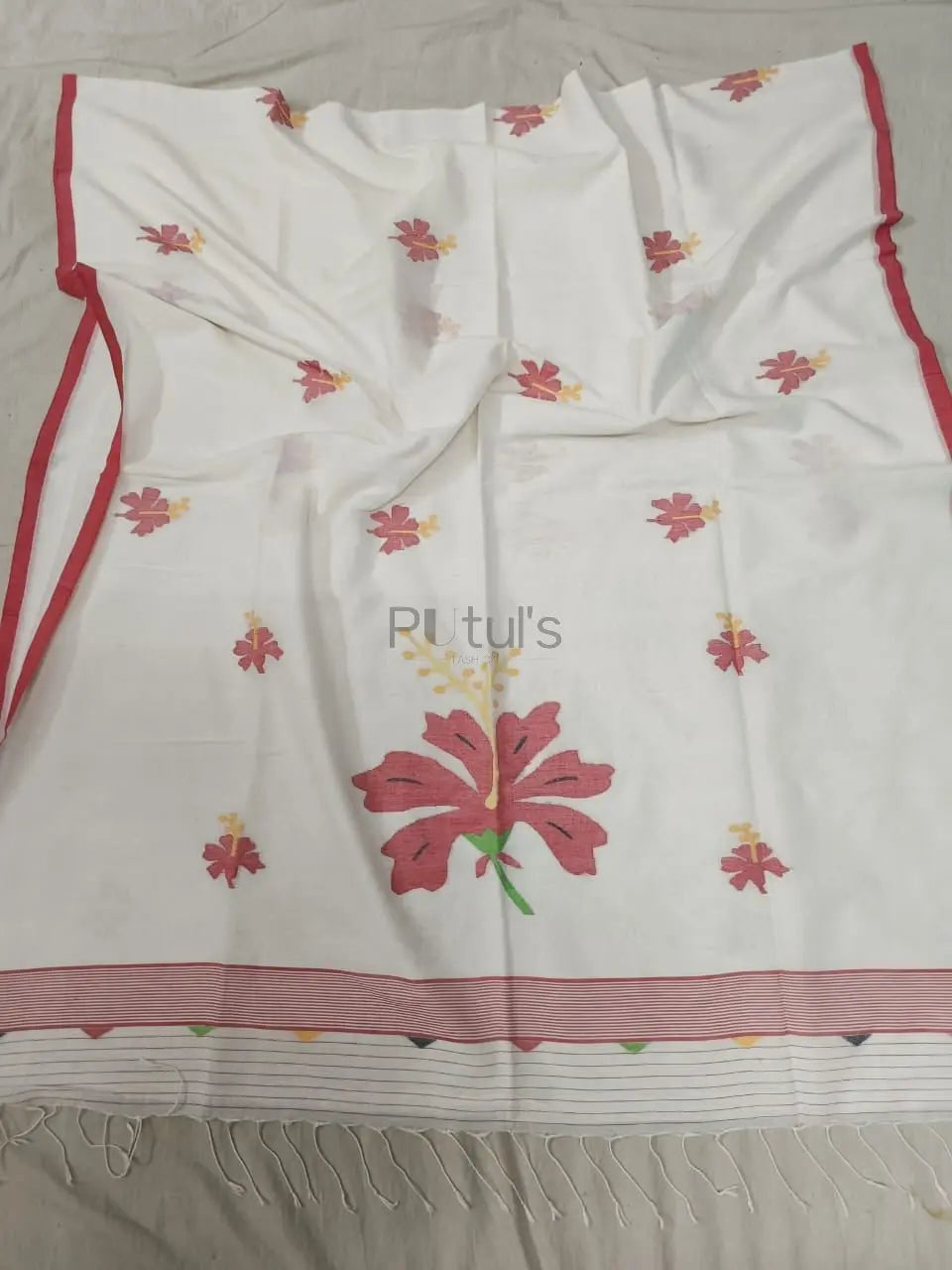 Cotton jamdani saree purely handmade Putul's Fashion