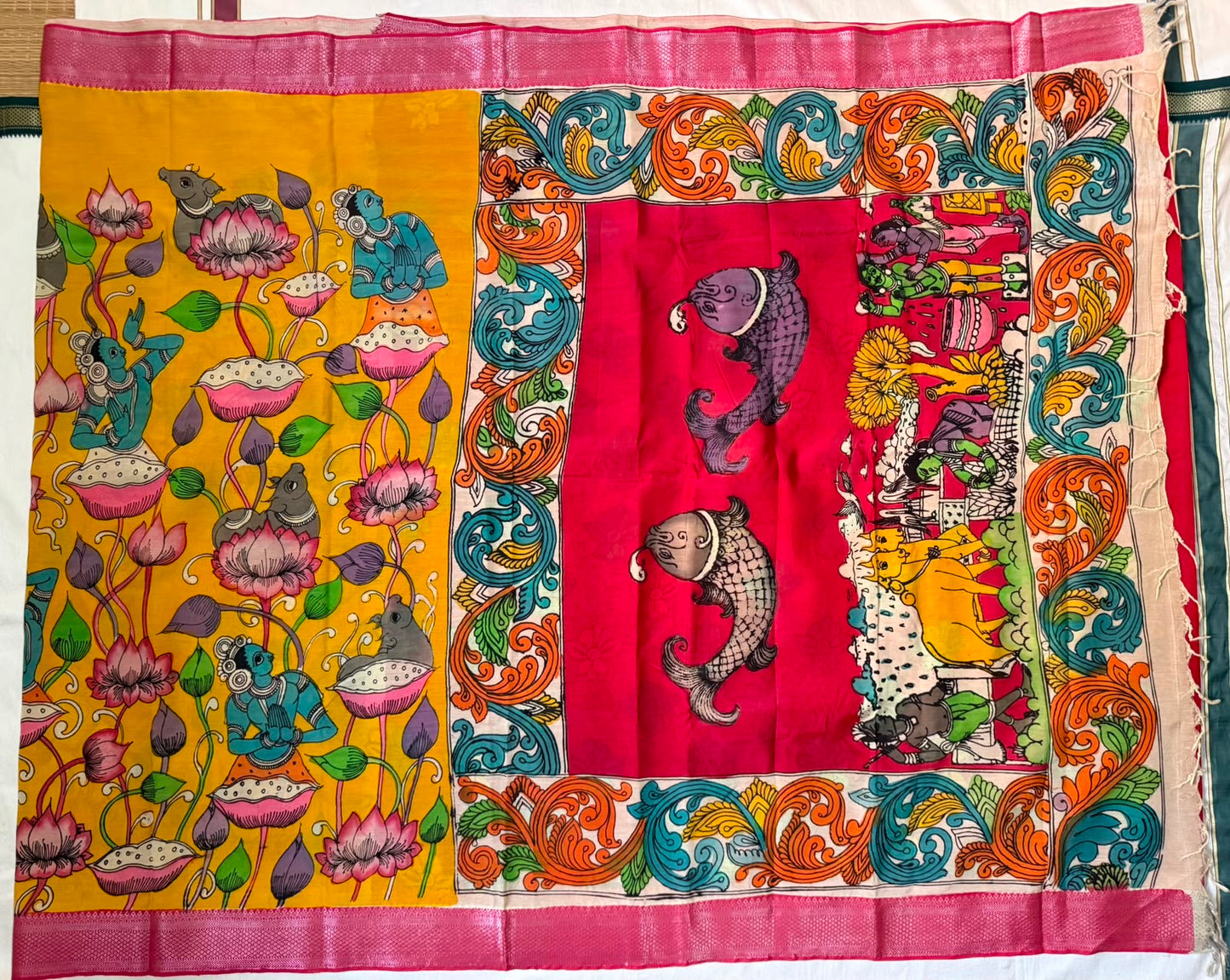 Pen kalamkari bangalore silk saree