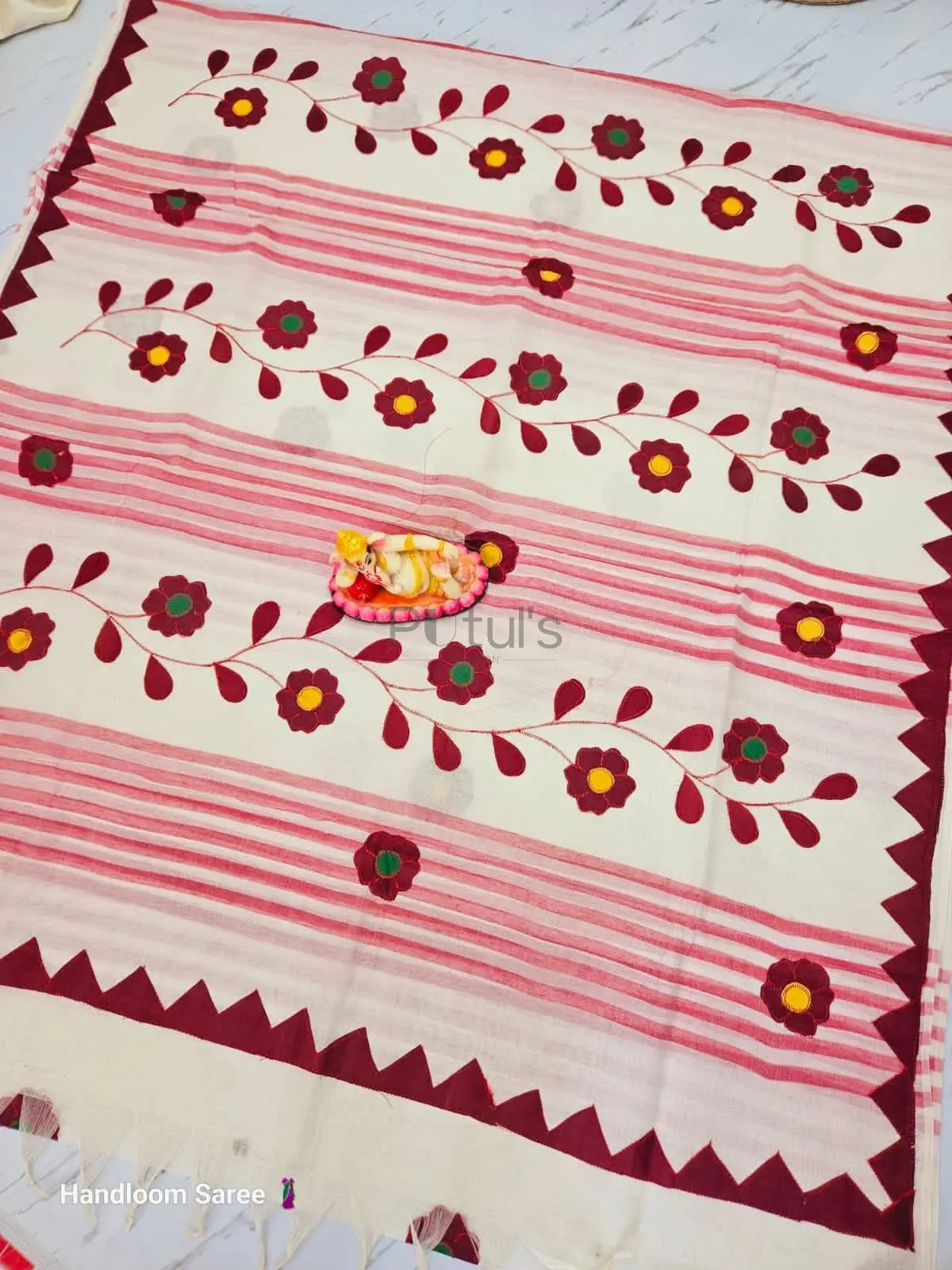 Dhonekhali Cotton embroidered saree Putul's Fashion