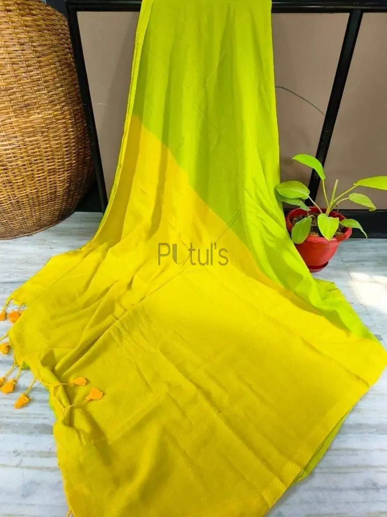 Dual colour khadi cotton saree Putul's Fashion