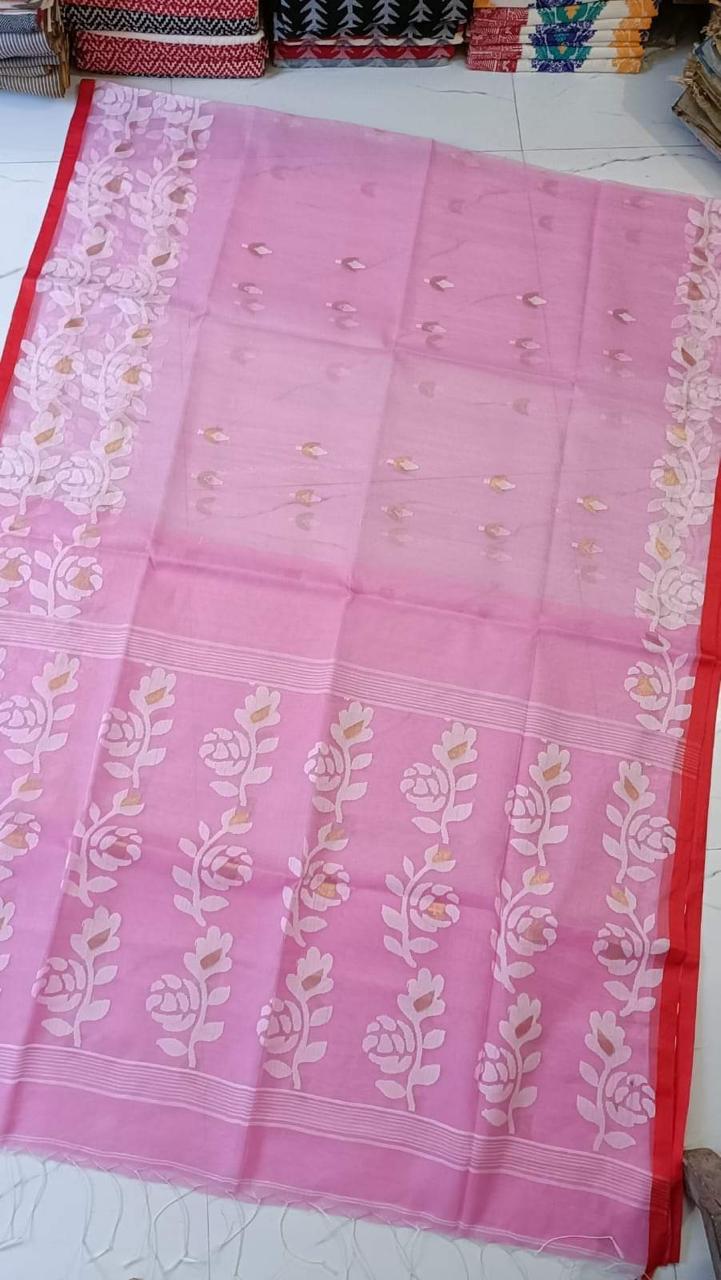 Muslin jamdani saree of Bengal Pink