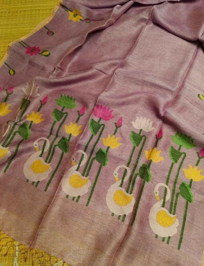 Silk linen tissue paithani, A love triangle of tissue, linen and paithani