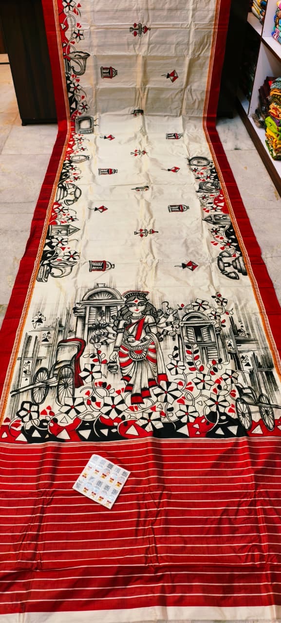 Hand-Painted Pattachitra on Pure Garad Silk | Silk Mark Certified