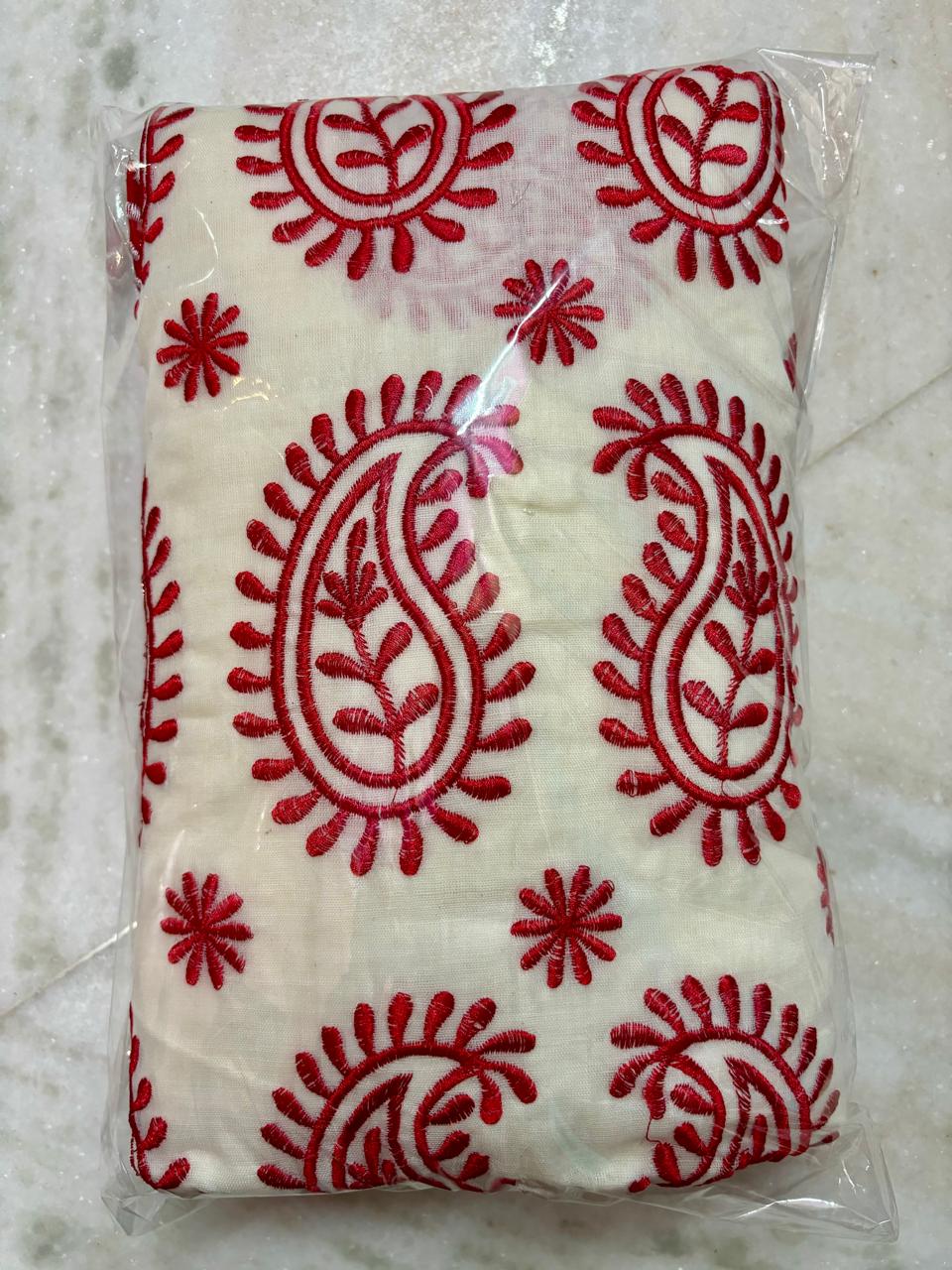 Cotton embroidery saree