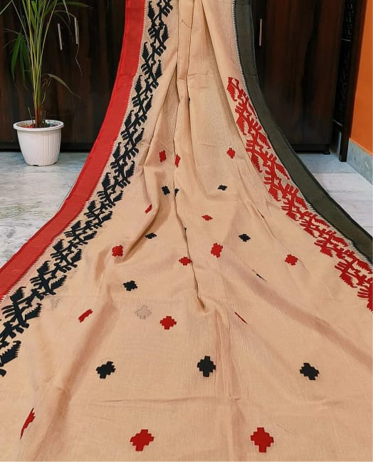 Applique on dhaniakhali taant saree