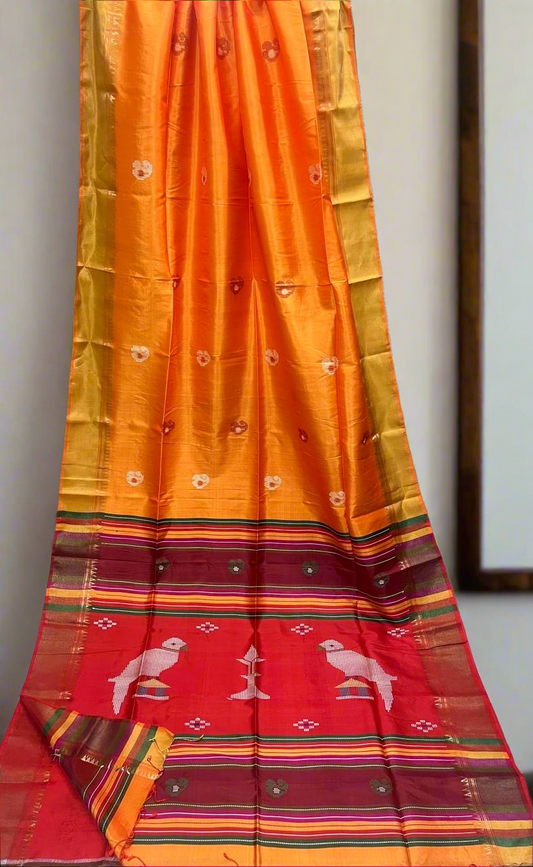 multicolour Bishnupur silk saree Kalakshetra design