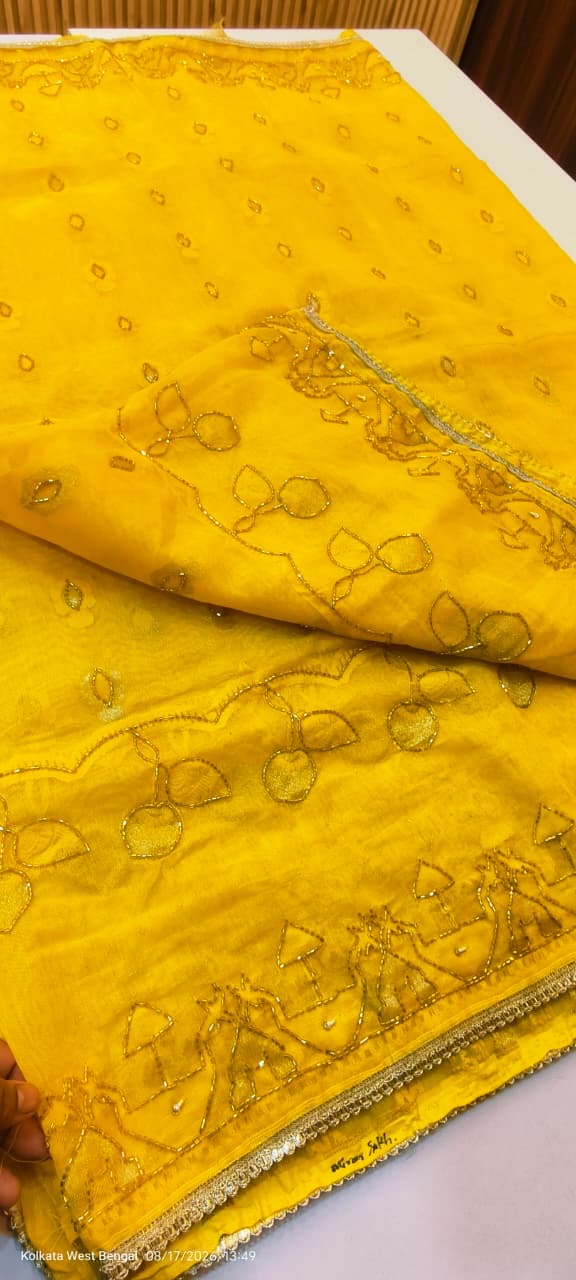 Karchupi work on kardana jamdani saree