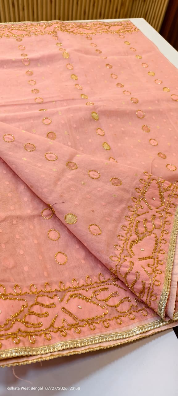 Handcrafted Kardana Jamdani Saree with Karchupi Work