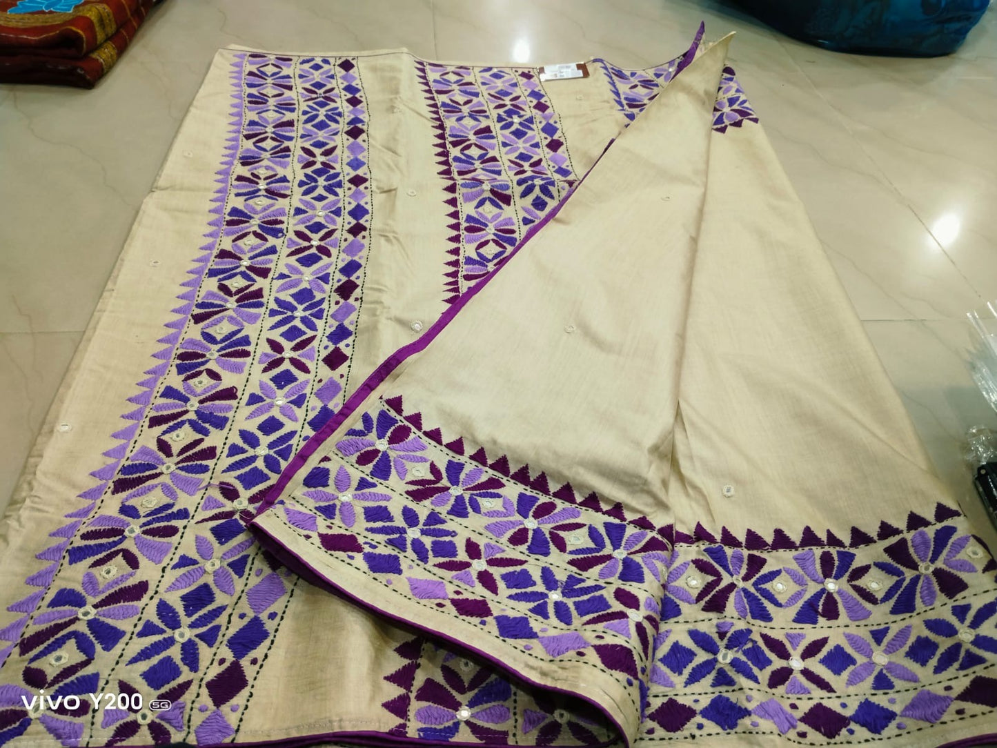 Kathiya work on Gachi tussar saree//Silk mark certified