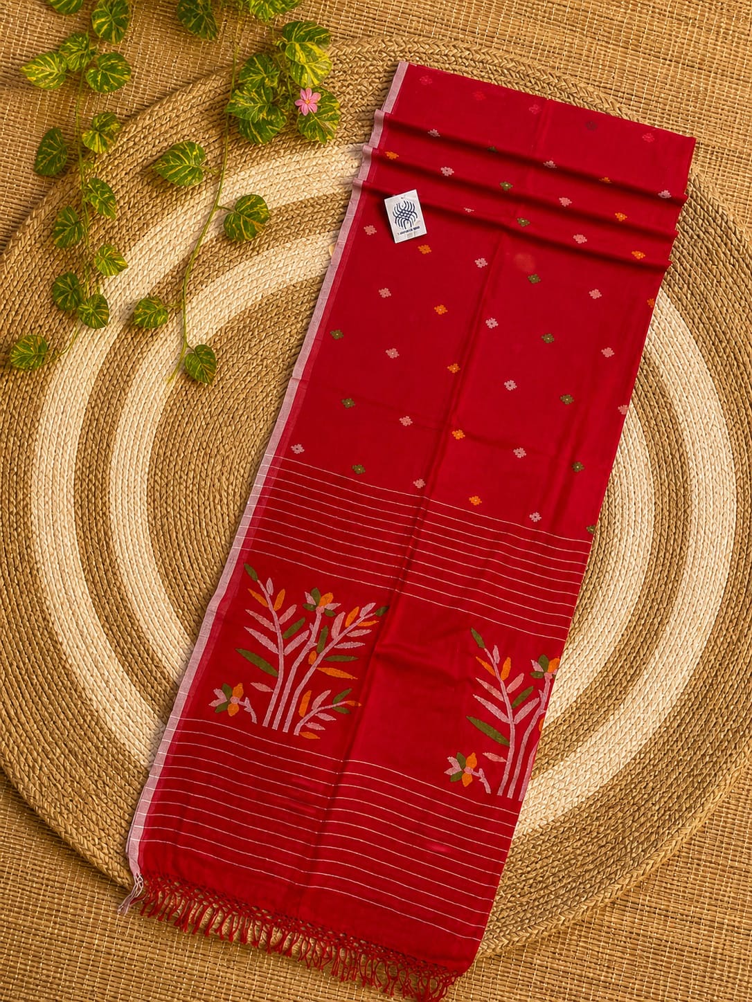 Cotton jamdani saree needle work