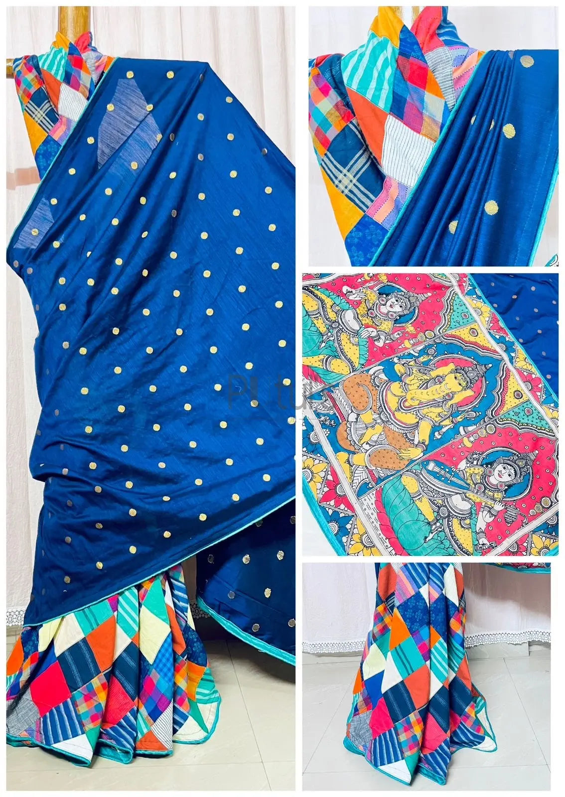 Fusion saree handloom cotton silk and patchwork Bengali Art Putul's Fashion