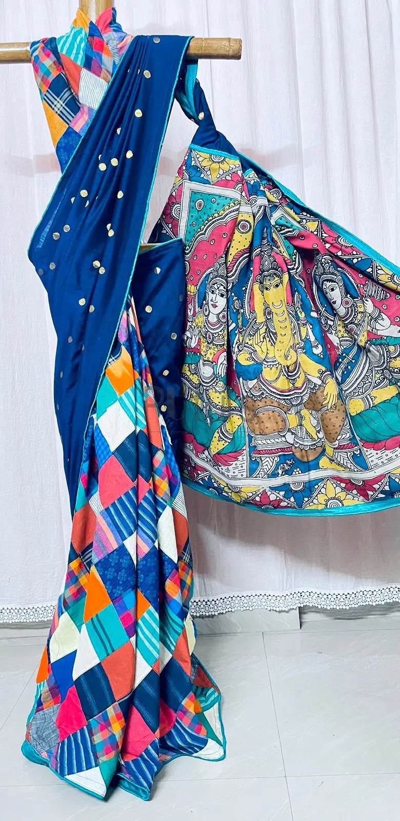 Fusion saree handloom cotton silk and patchwork Bengali Art Putul's Fashion