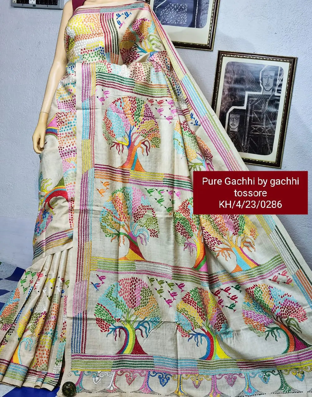 Gachi by gachi Tussar saree katha work with silk mark Putul's fashion