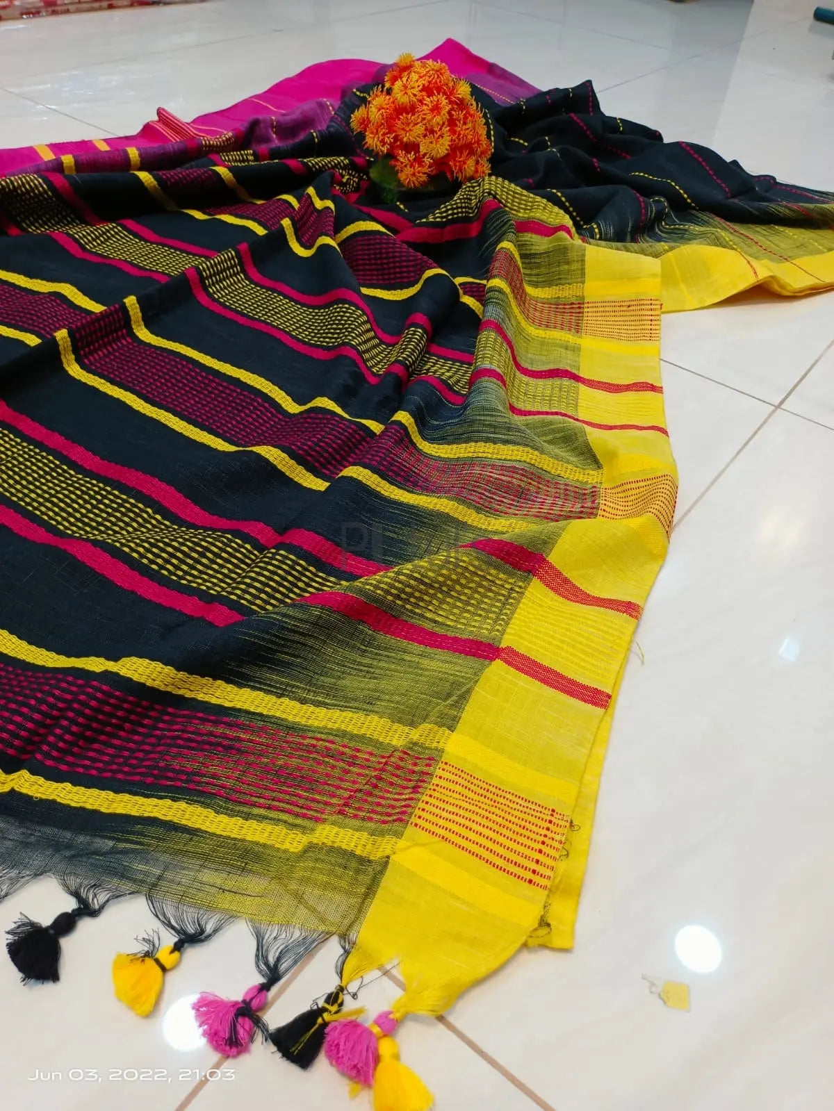Ganga Yamuna border ikkat cotton saree Putul's Fashion