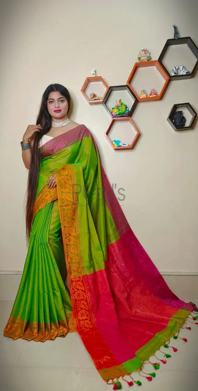 Ganga yamuna border tissue cotton saree bengalisaree Putul's Fashion
