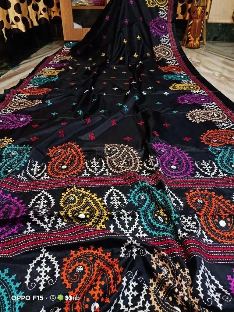 Gujarati Kantha stitch saree Putul's Fashion