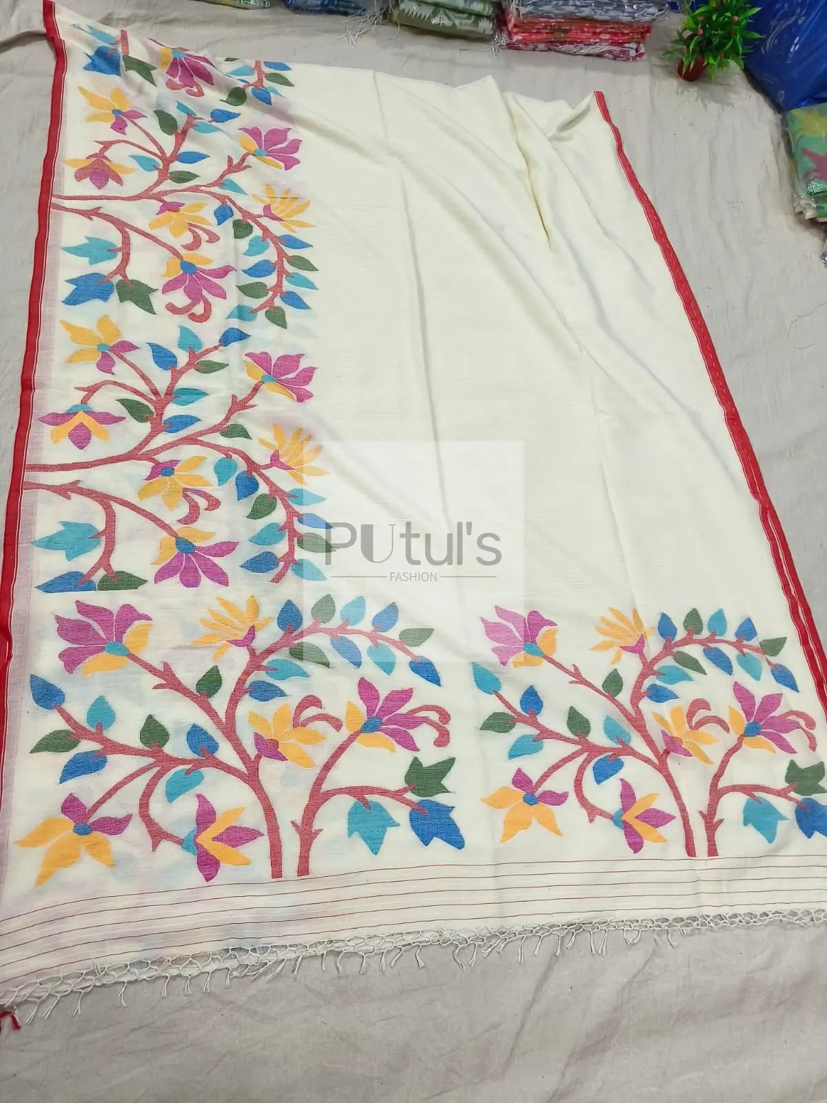 Hand made Cotton Jamdani saree Putul's Fashion