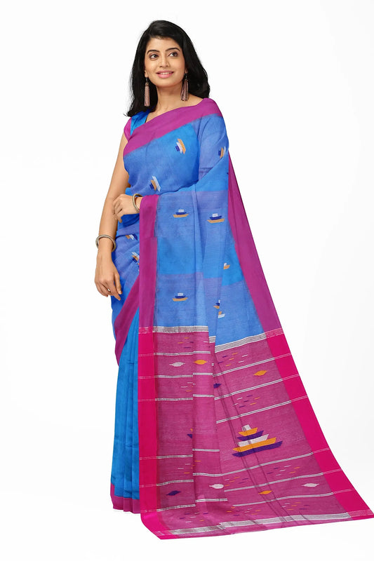 Handloom saree with ship motif Putul's fashion