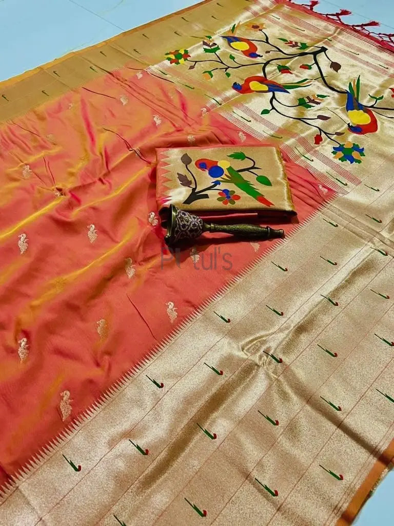 Kanchipuram Paithani silk saree fusion Putul's Fashion