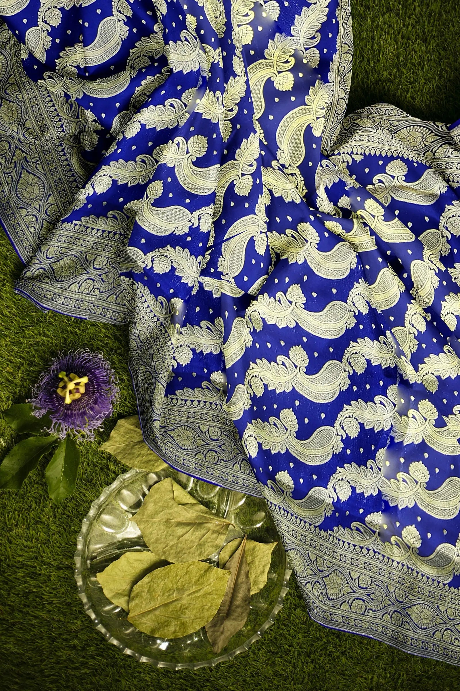Katan banarasi kolka motif blue Putul's fashion