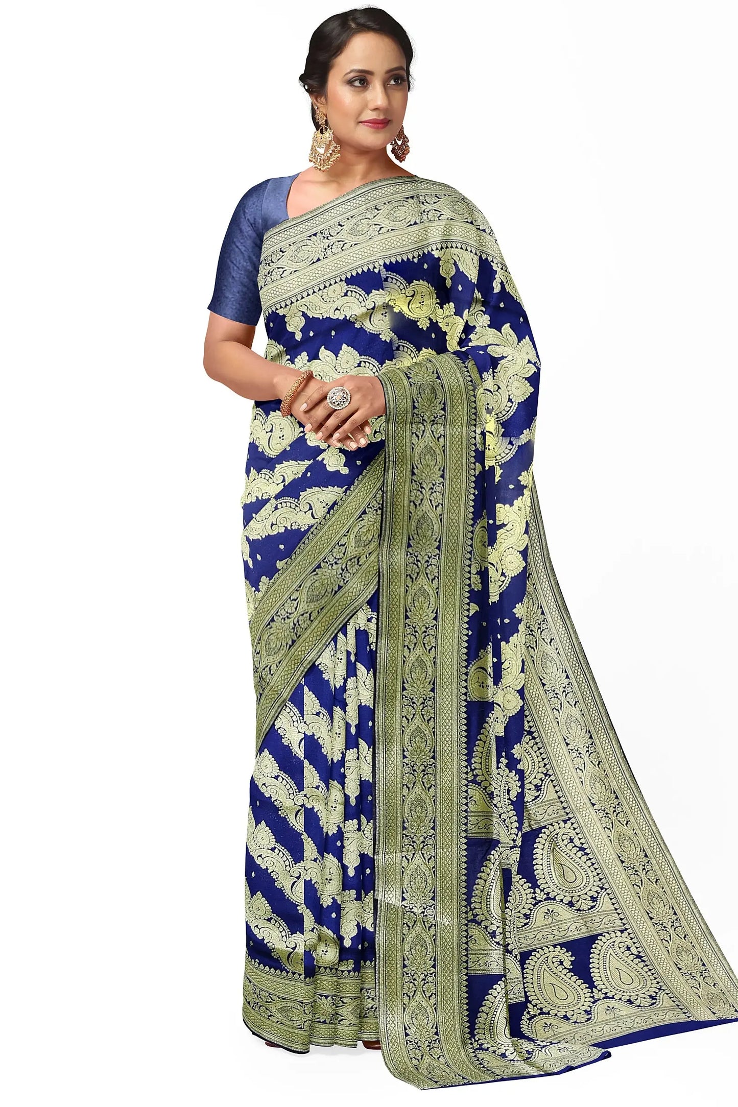 Benarasi Navy Blue sari Putul’s fashion