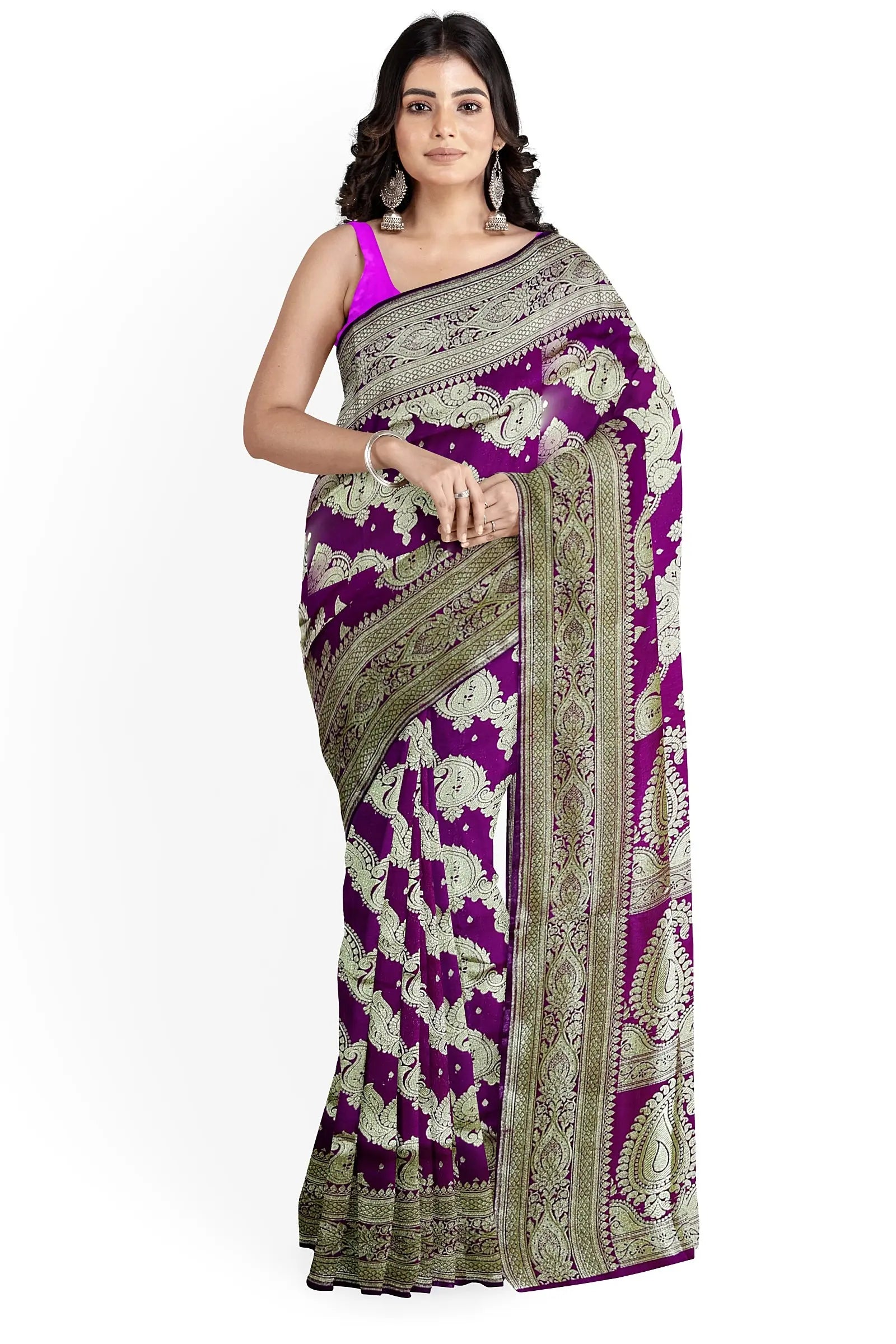 Katan banarasi kolka motif purple Putul's fashion