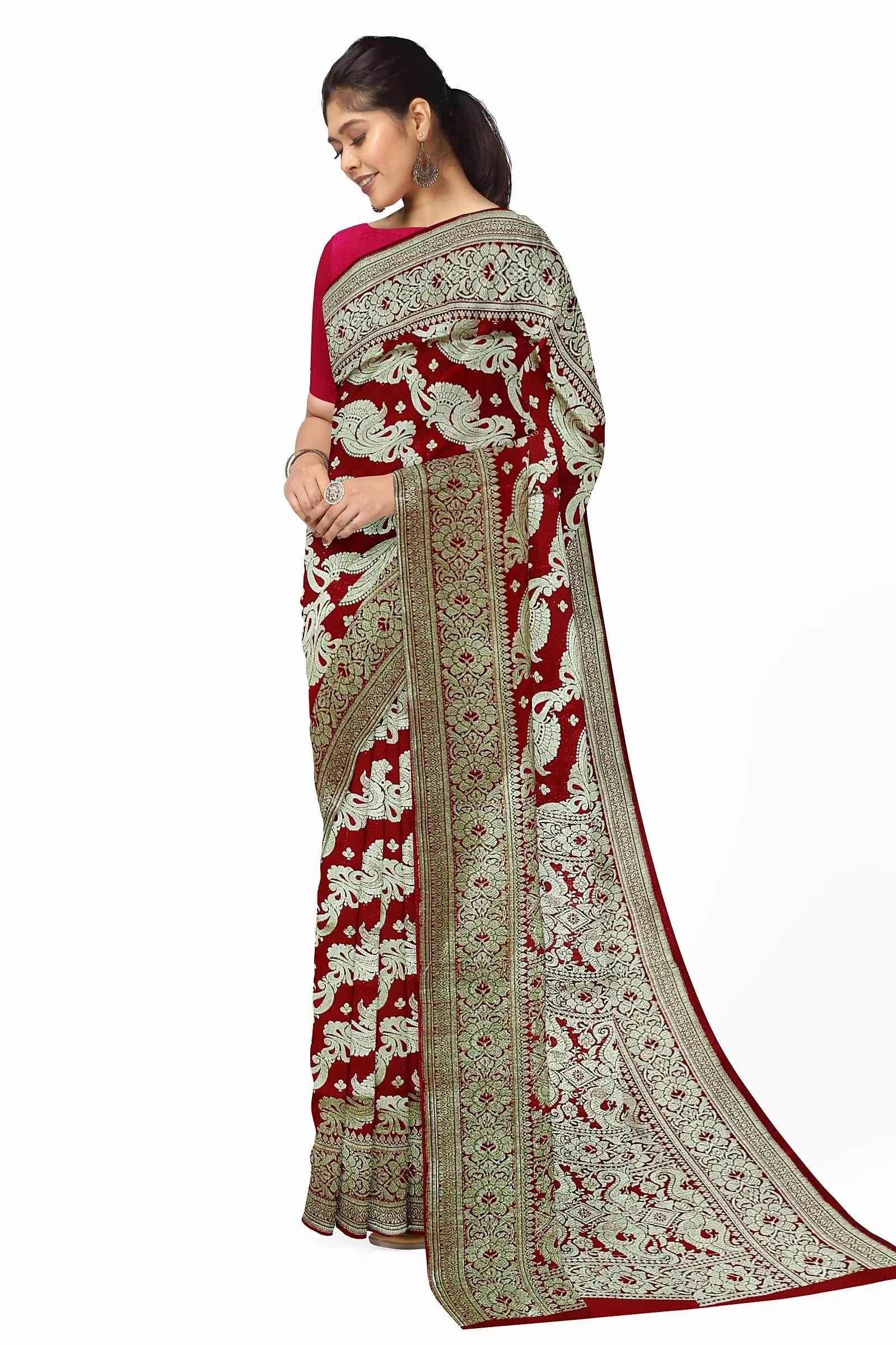 Red Banarasi sari Putul's fashion