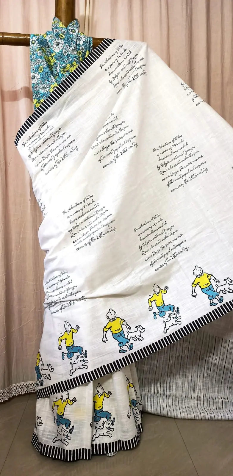 Khadi cotton comic saree tintin Putul's fashion