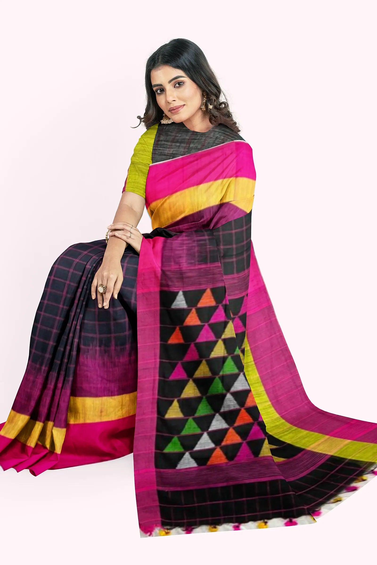 Digital Printed Khadi Silk Grey Classic Saree