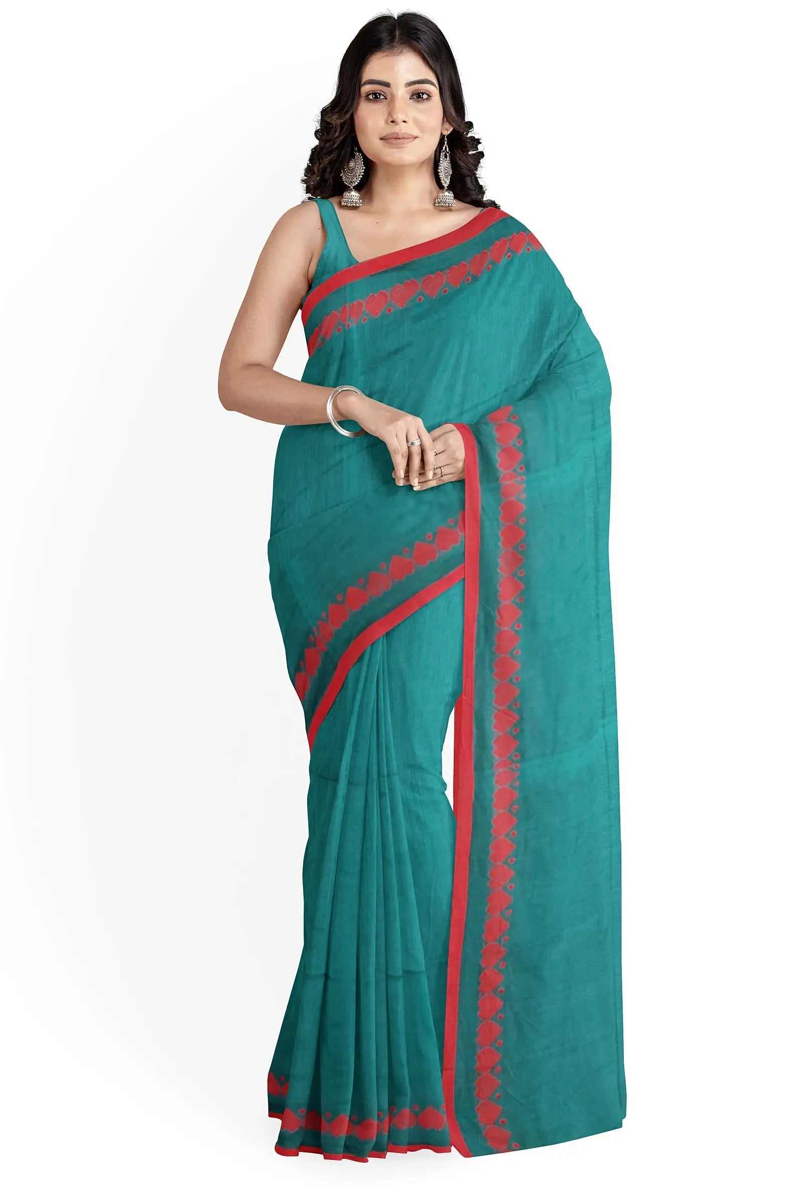 Khadi cotton saree love sea green Putul's fashion