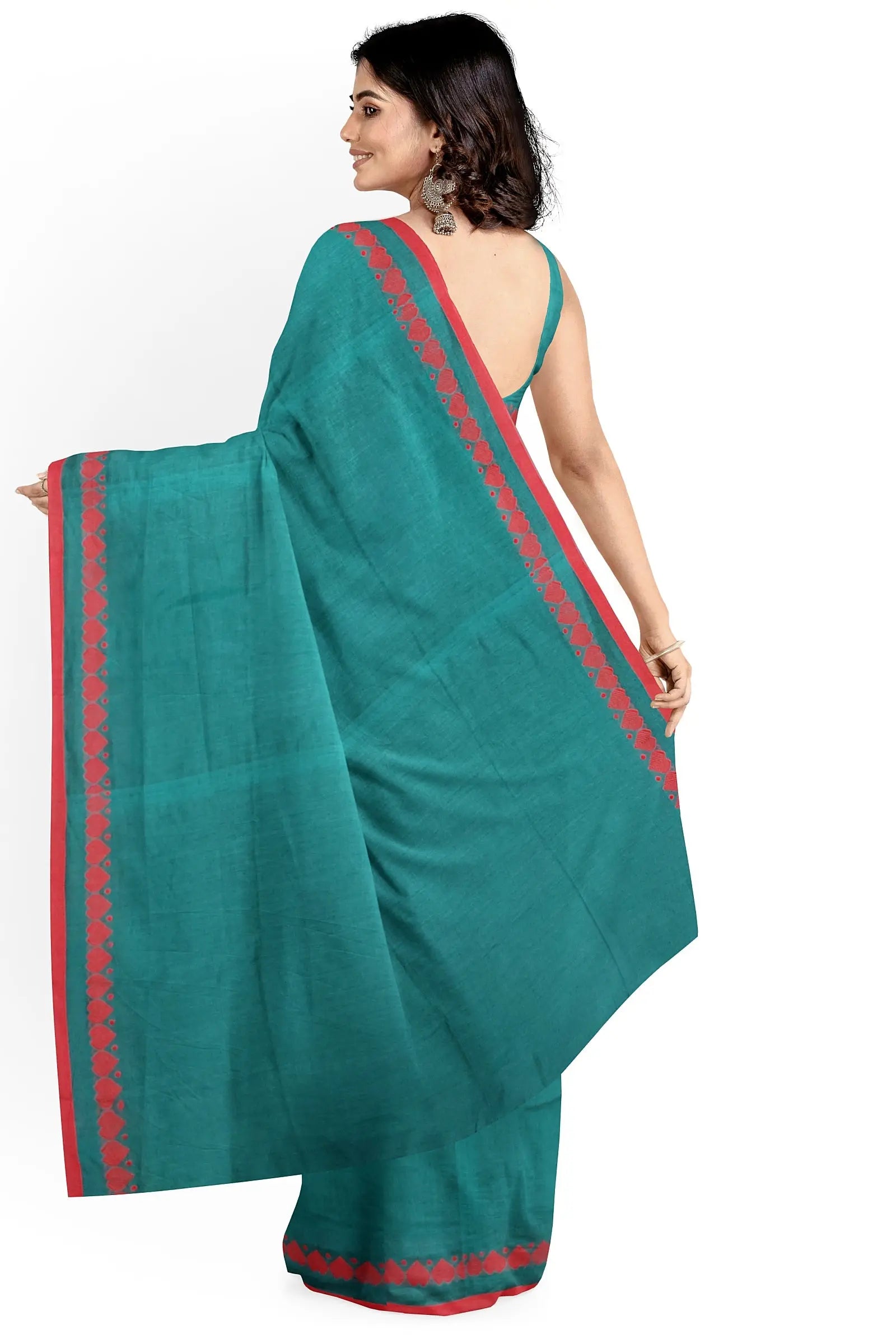 Khadi cotton saree love sea green Putul's fashion