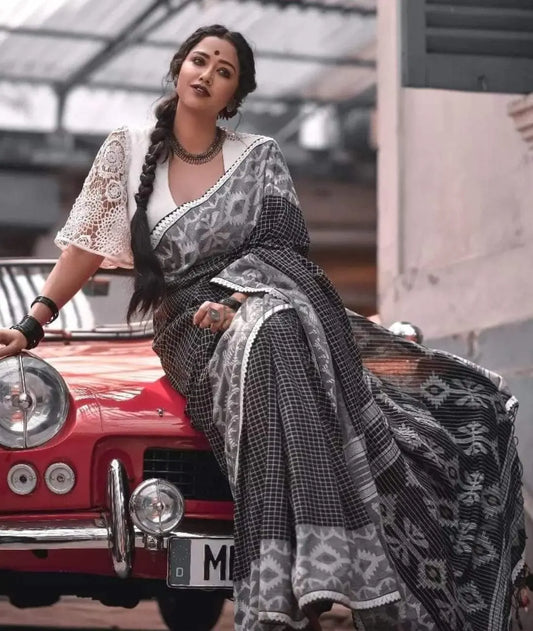 Kota checks muslin saree of Bengal Putul's Fashion