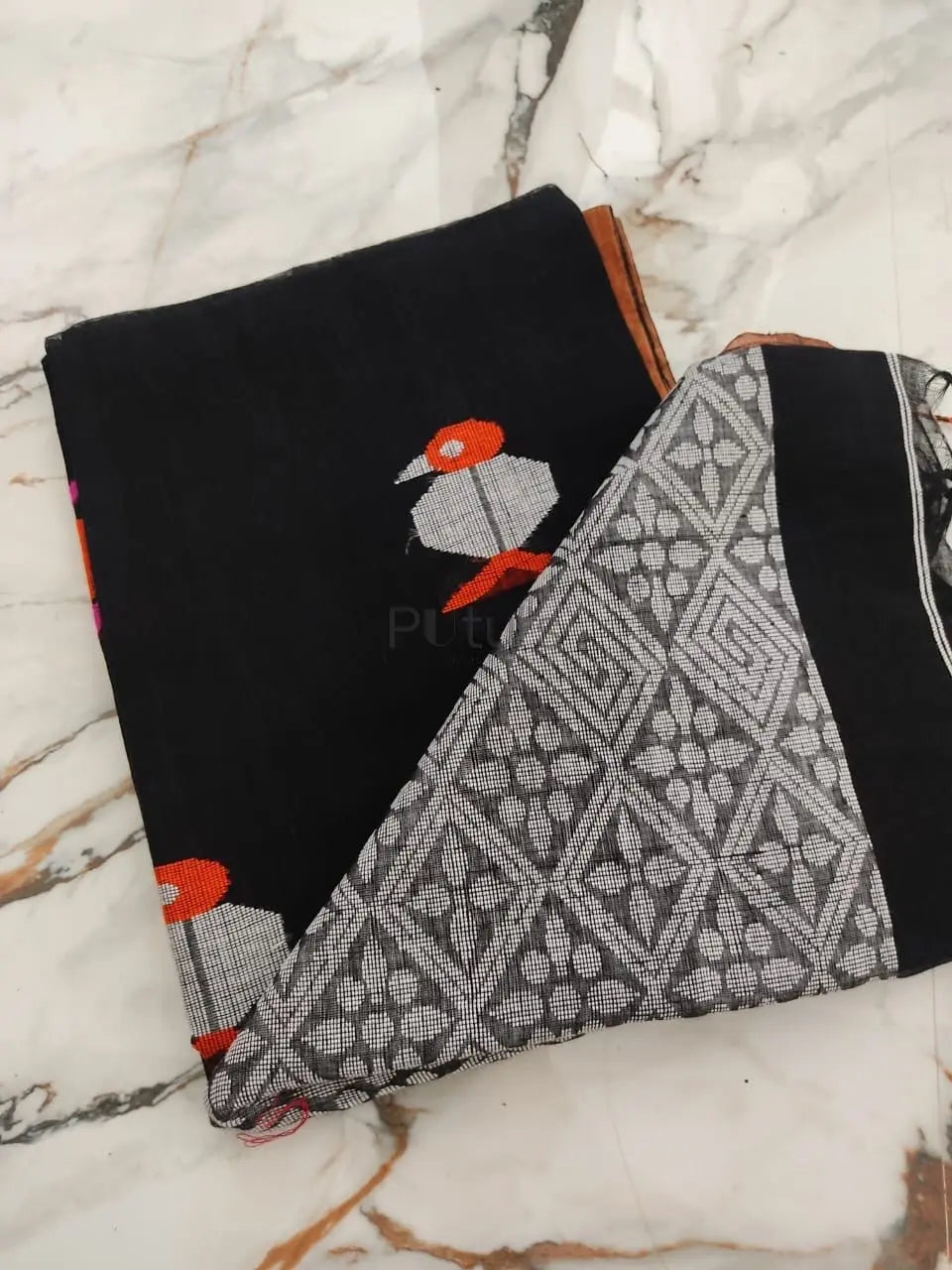 Linen  bird saree Putul's Fashion