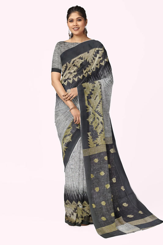 Linen Jamdani saree My Store