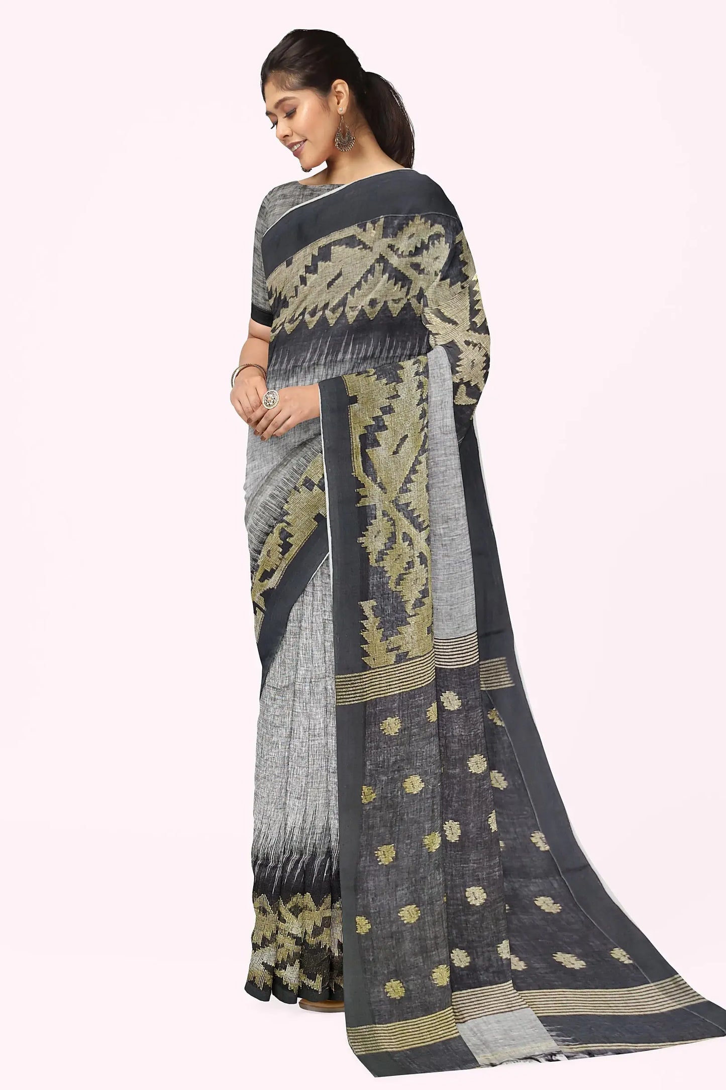 Linen Jamdani saree My Store