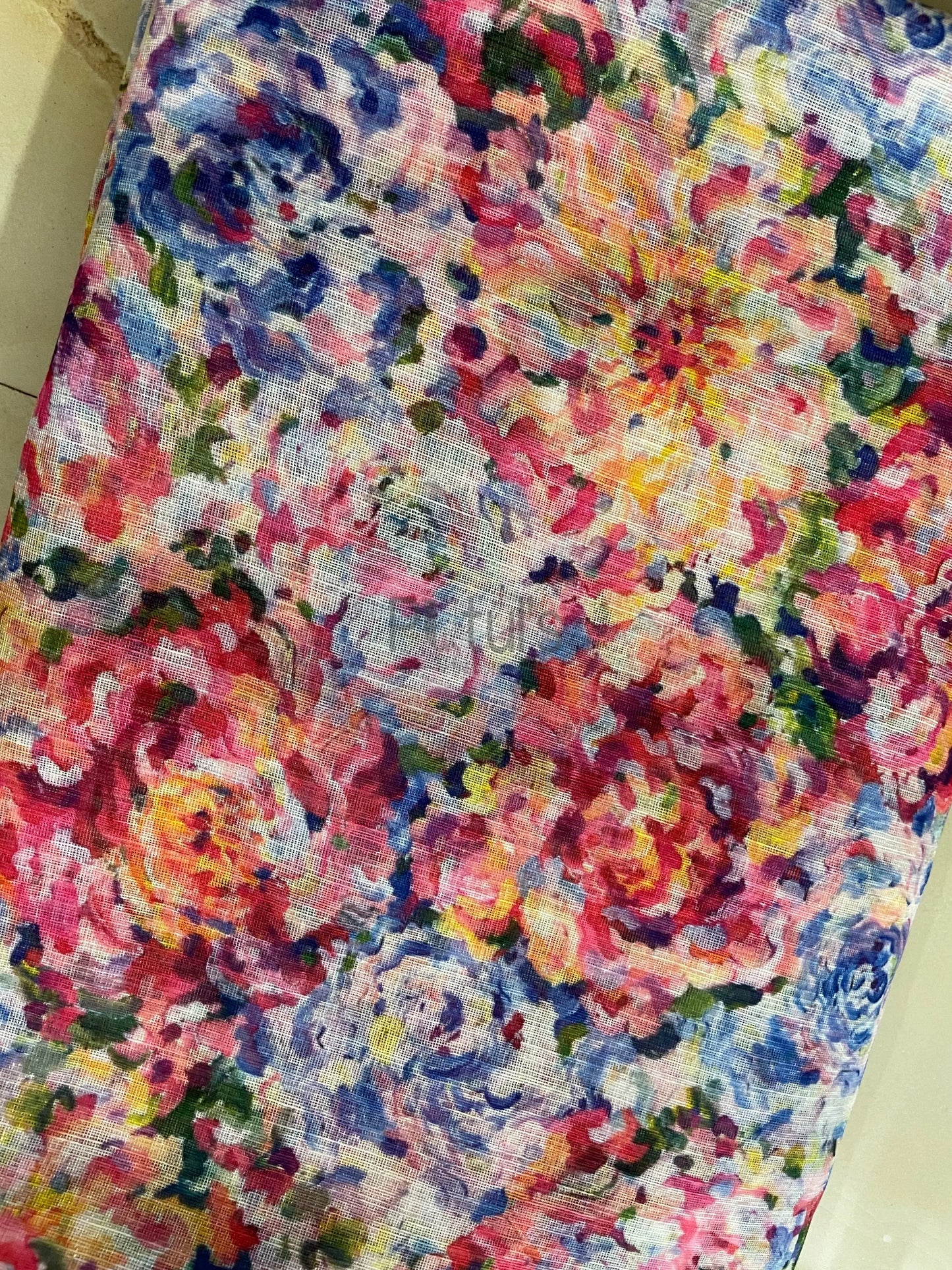 Linen digital print saree with blouse Putul's Fashion