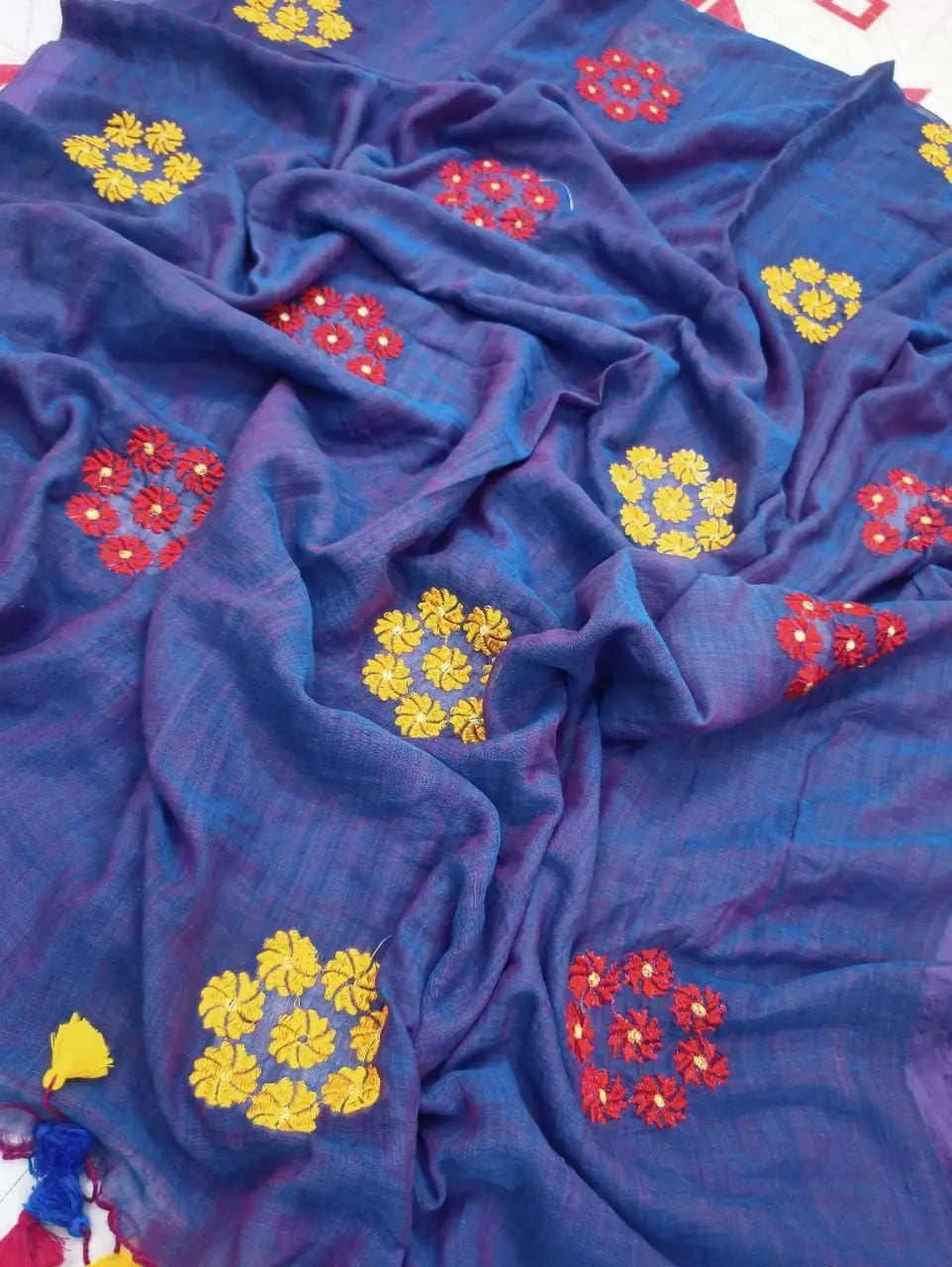 Mal cotton embroidery saree Putul's fashion