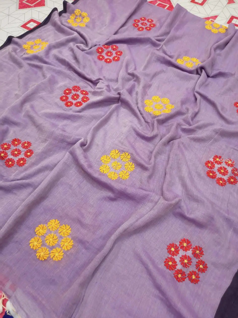 Mal cotton embroidery saree Putul's fashion