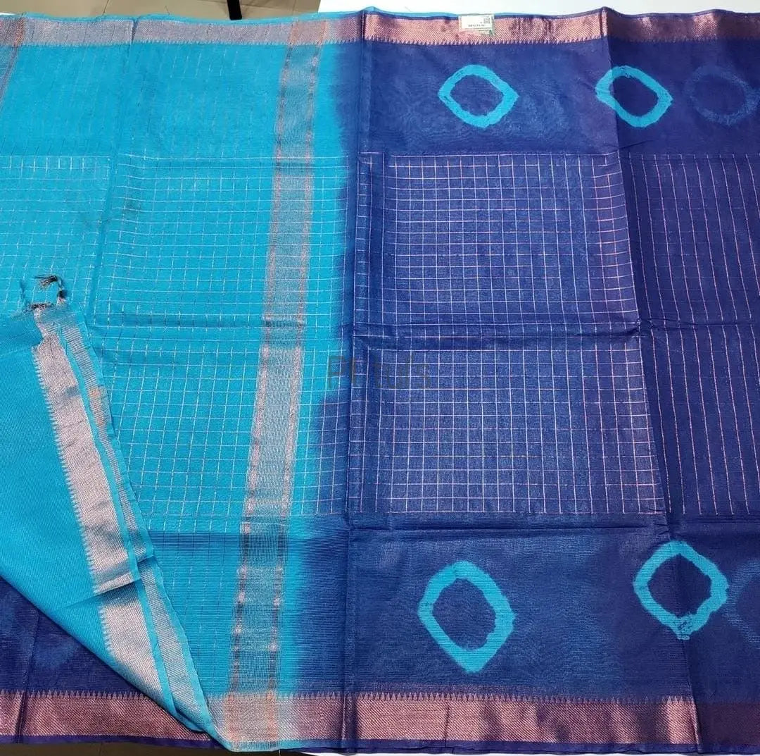 Mangalgiri box check saree with shibori motif Putul's Fashion