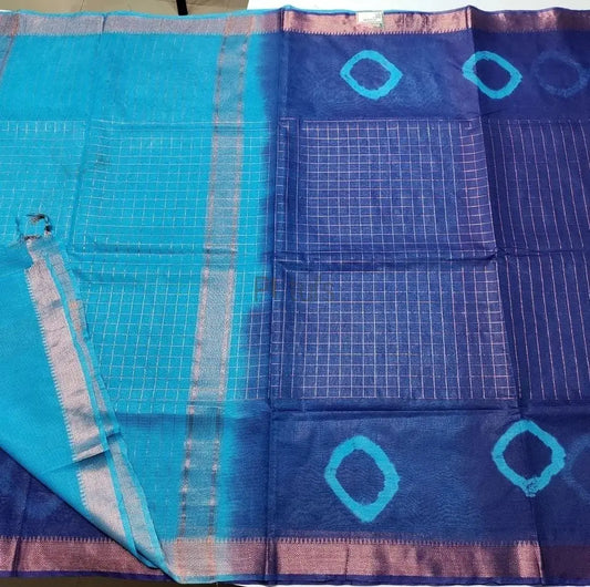 Mangalgiri box check saree with shibori motif Putul's Fashion