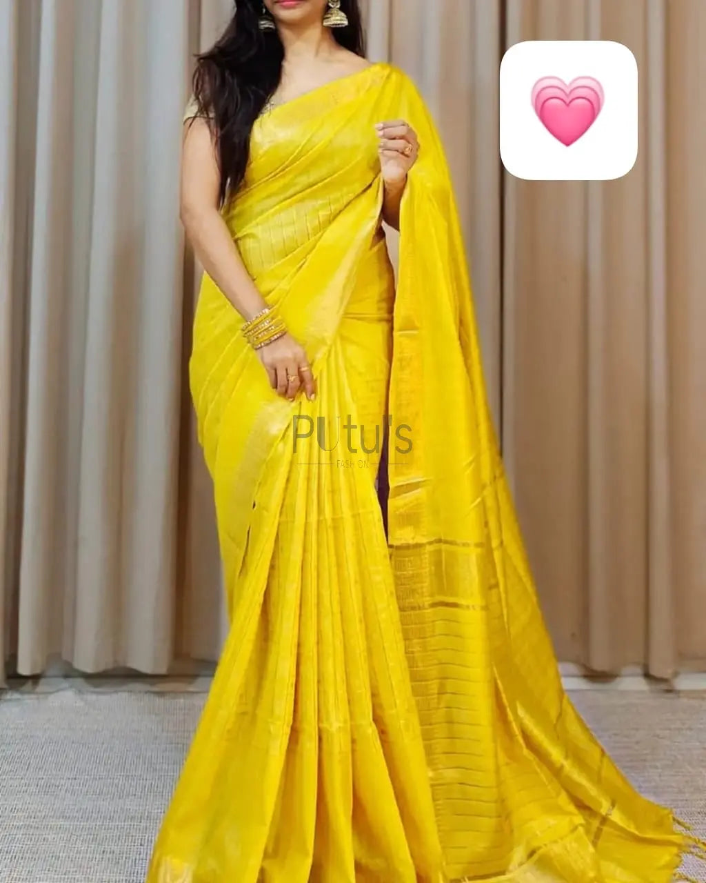 Mangalgiri silk saree with half body check and zari boota Putul's Fashion