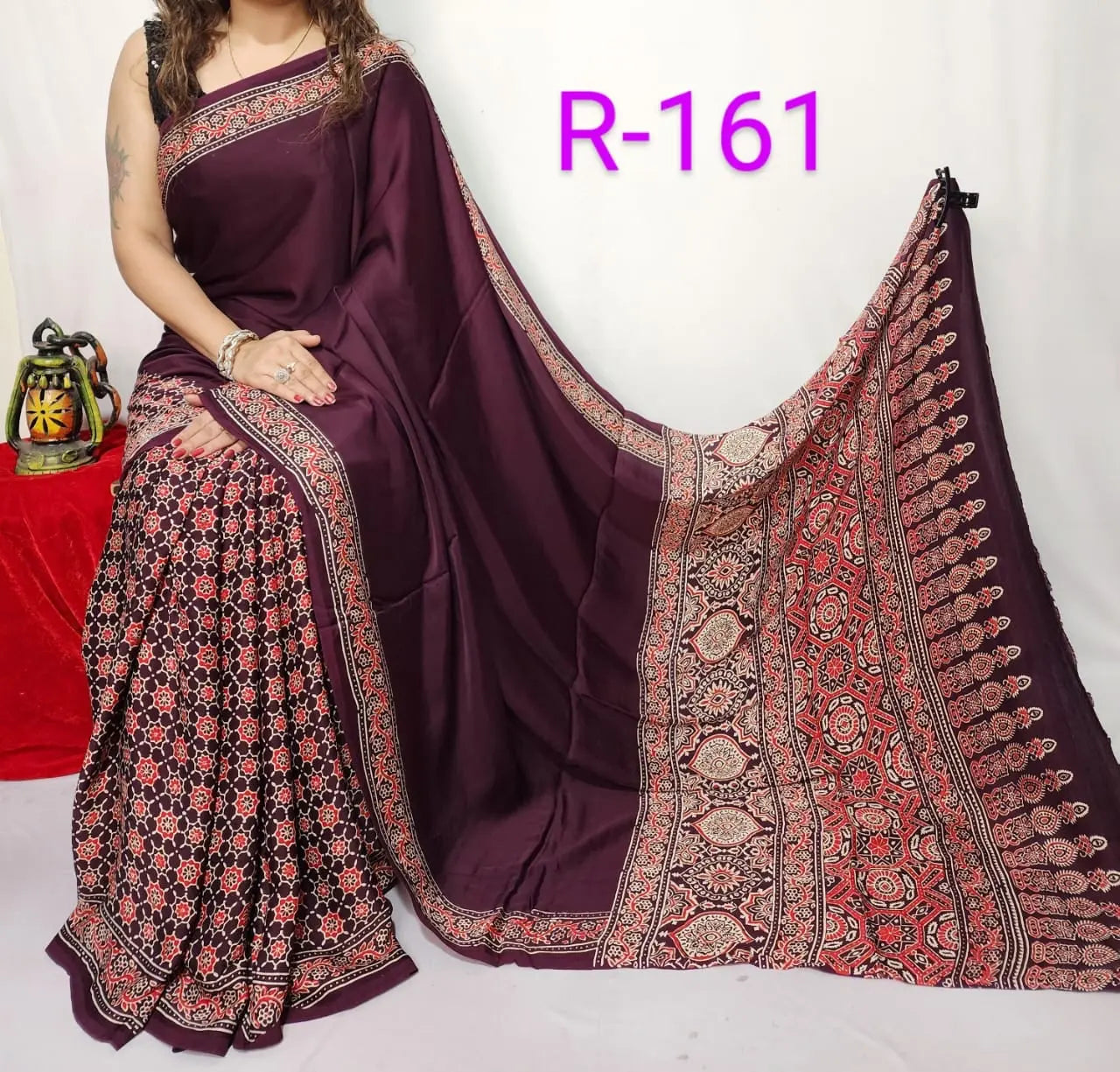 Modal silk saree with ajrakh print Putul's fashion