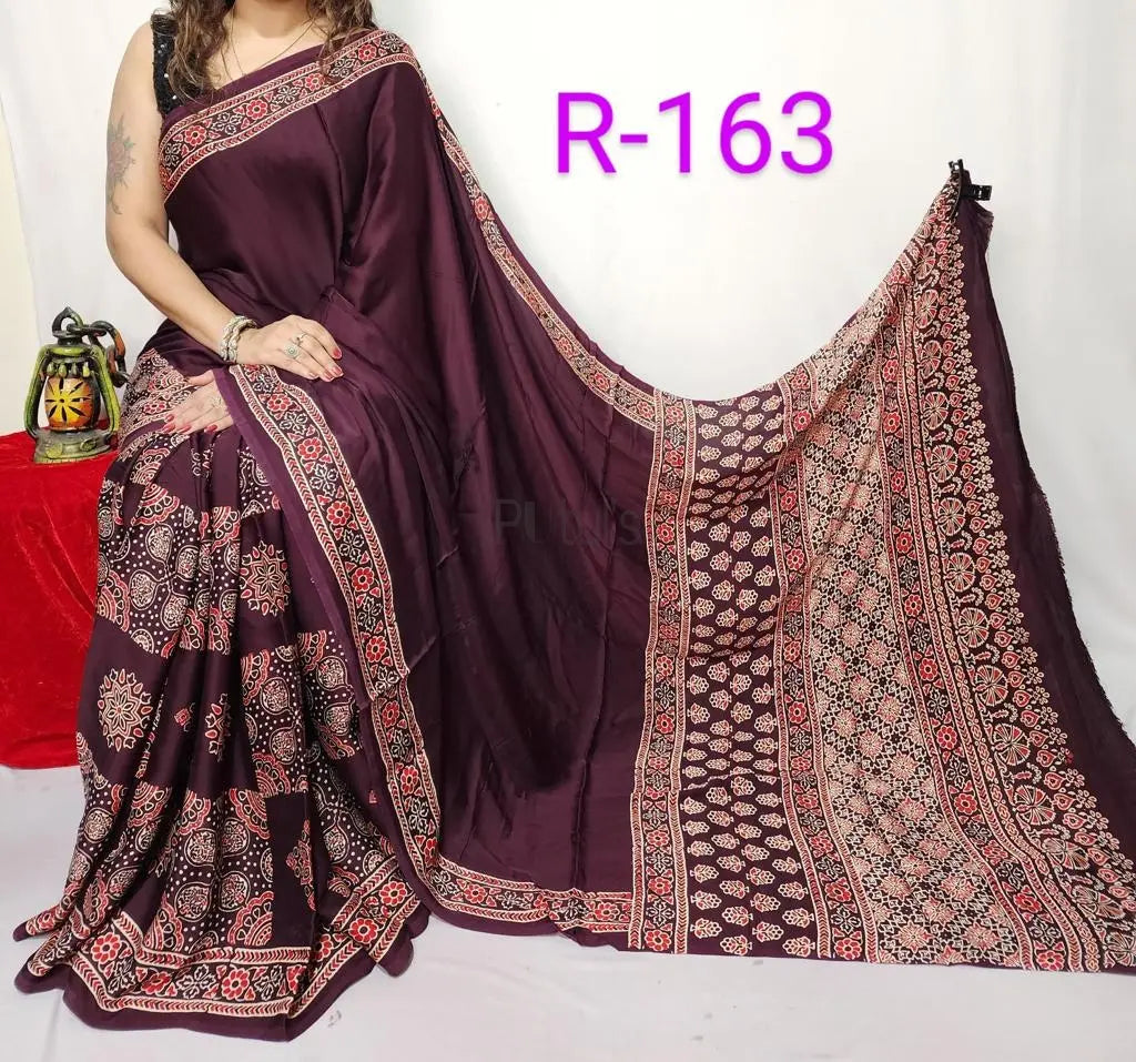 Modal silk saree with ajrakh print Putul's Fashion