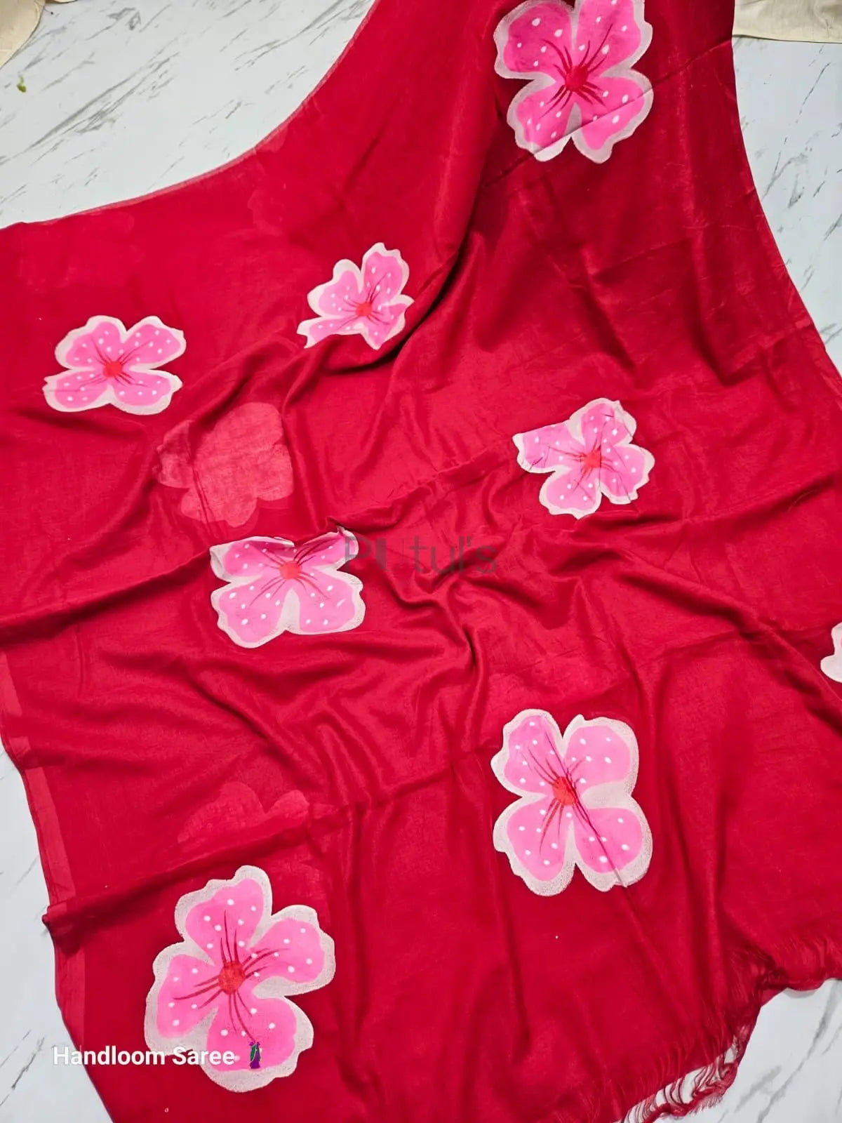 Mul cotton saree handpainting lightweight saree Putul's Fashion