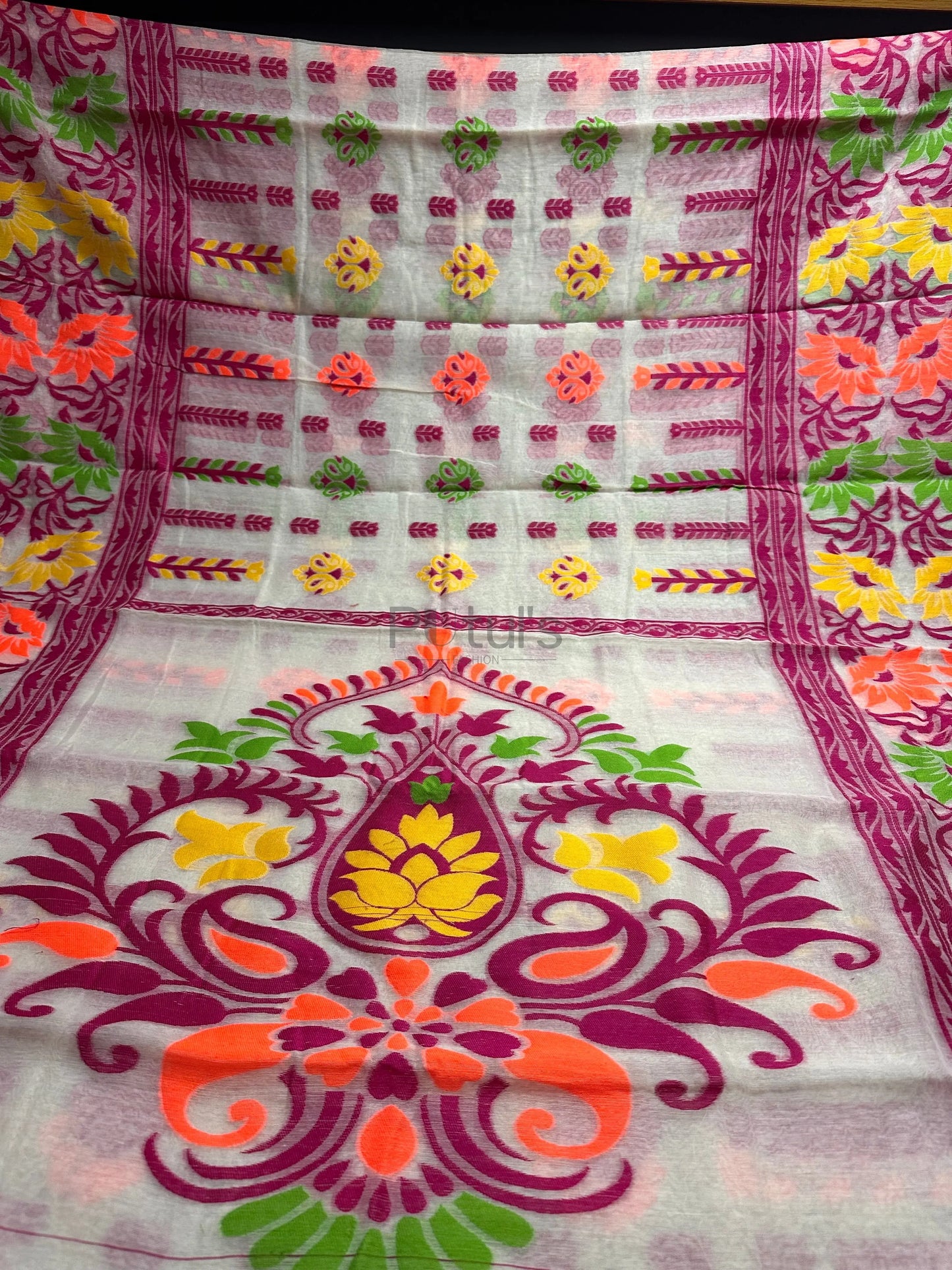 Multicoloured Bengal resham dhakai jamdani Putul's Fashion