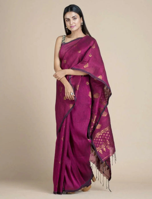 Organic linen saree Putul's fashion