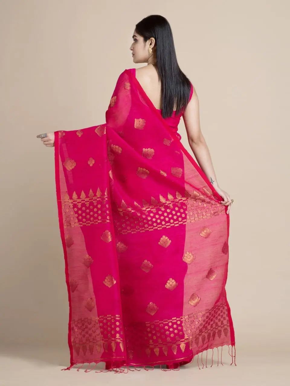 Organic linen saree Putul's fashion