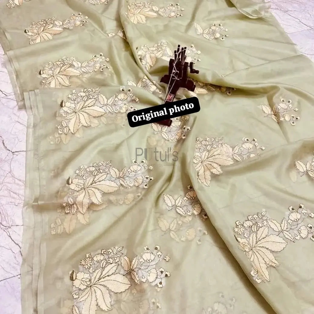 Organza embroidery saree Putul's Fashion